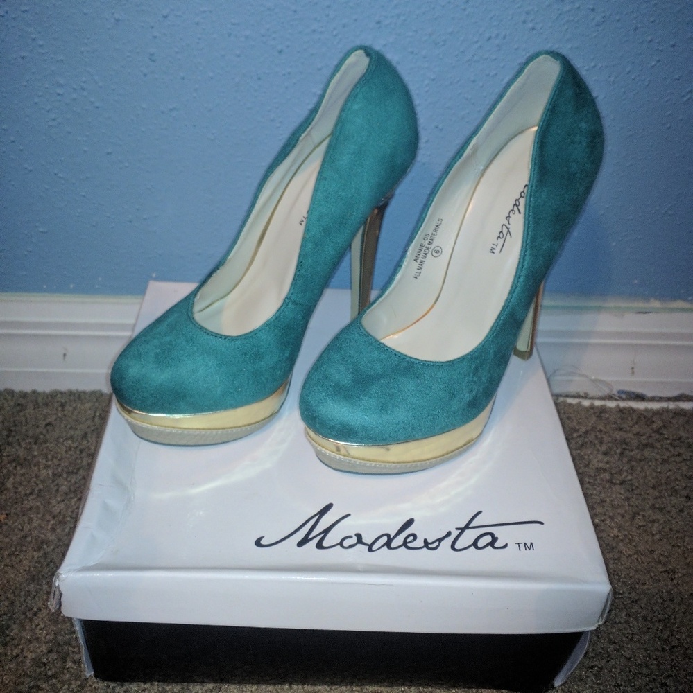 Turquoise heels